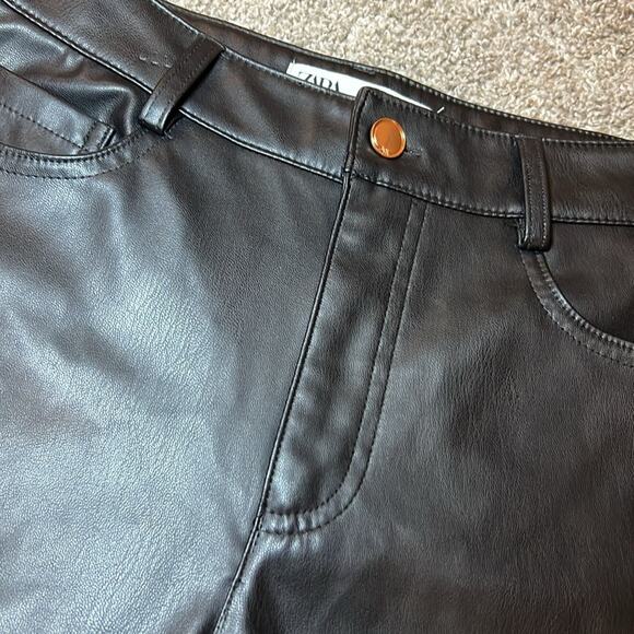 ZARA Faux Black Leather 90s Pant Size 4 XS Gothic Party Holiday‎ Sexy Concert - Picture 14 of 15